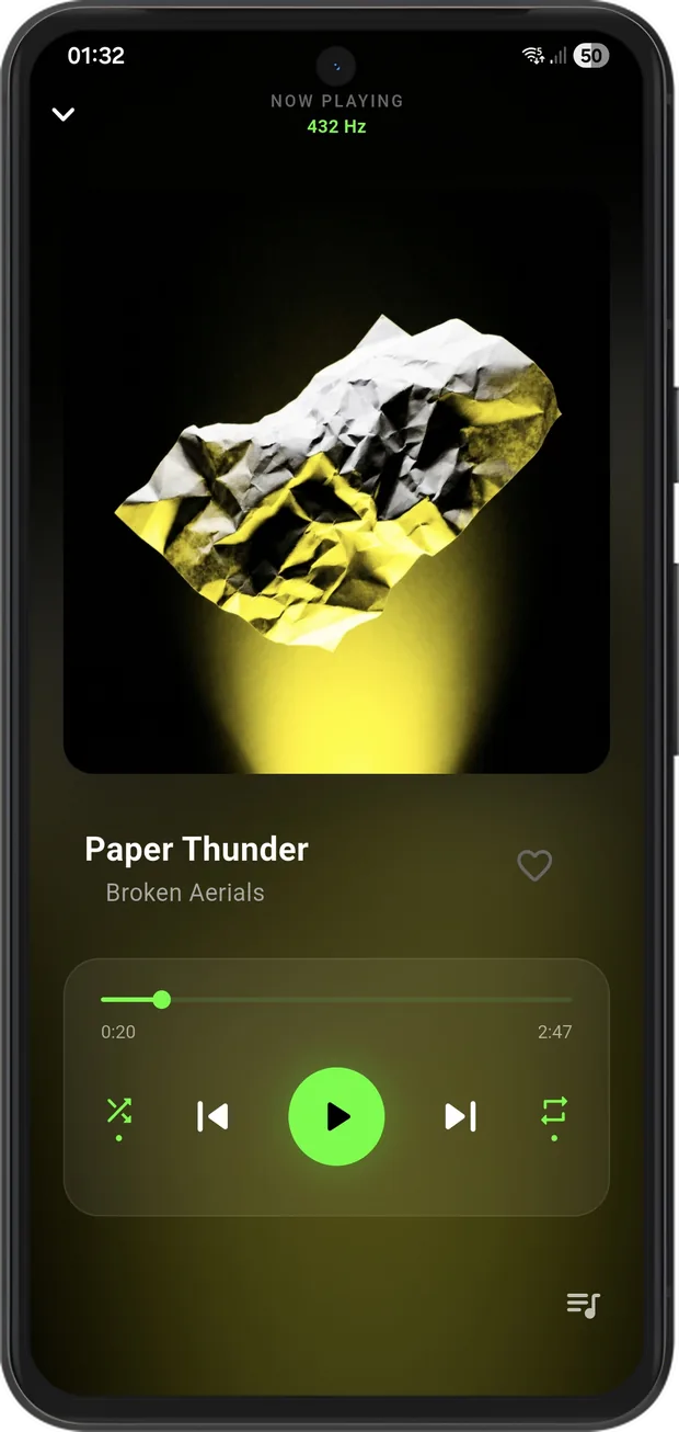 Now-playing screen with a blurred album-art background on a Google Pixel